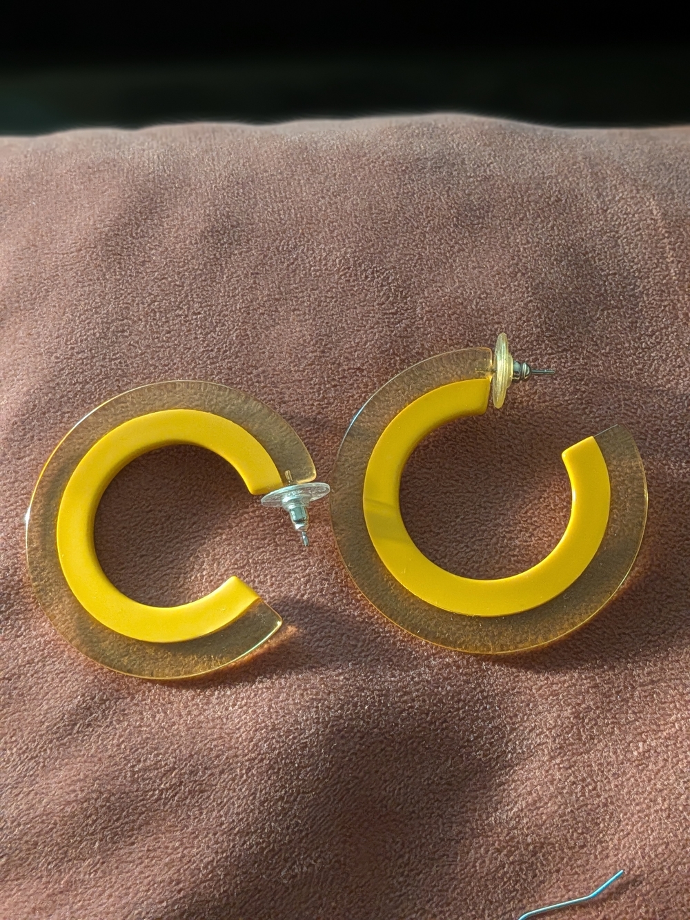 Yellow Acrylic Hoop Earrings - Women's Fashion Jewelry